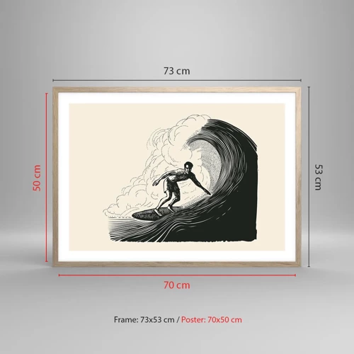 Affiche dans un chêne clair - Poster - Le roi de la vague - 70x50 cm