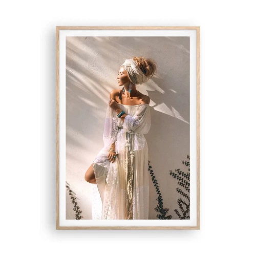 Affiche dans un chêne clair - Poster - Le soleil et la fille - 70x100 cm