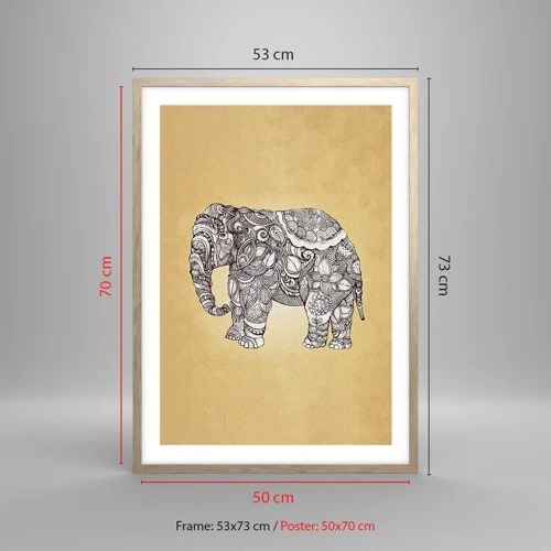 Affiche dans un chêne clair - Poster - L'éléphant s'est apprêté - 50x70 cm