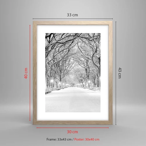 Affiche dans un chêne clair - Poster - Les quatres saisons – l’hiver - 30x40 cm