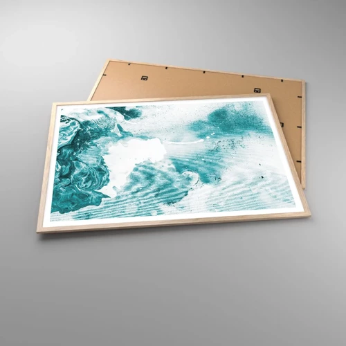 Affiche dans un chêne clair - Poster - Marécage bleu - 100x70 cm