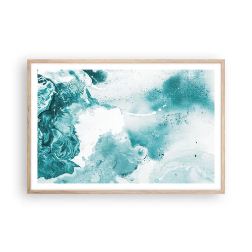 Affiche dans un chêne clair - Poster - Marécage bleu - 91x61 cm