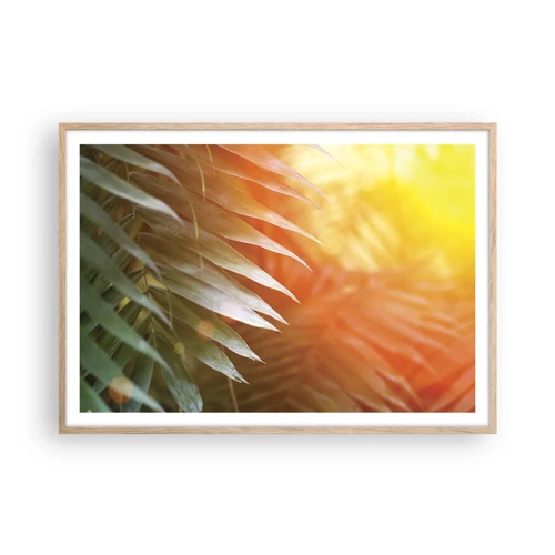 Affiche dans un chêne clair - Poster - Matinée dans la jungle - 100x70 cm