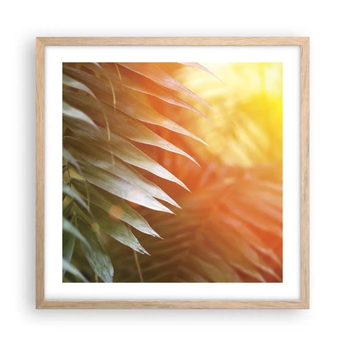 Affiche dans un chêne clair - Poster - Matinée dans la jungle - 50x50 cm