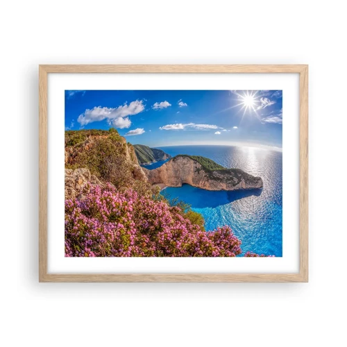 Affiche dans un chêne clair - Poster - Mes super vacances grecques - 50x40 cm