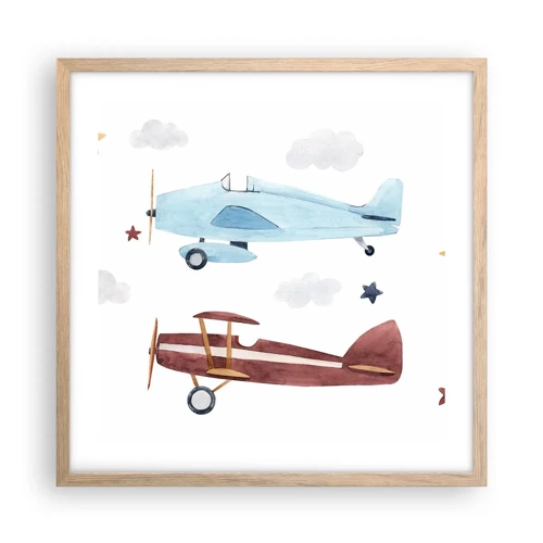 Affiche dans un chêne clair - Poster - Monsieur le pilote, nous vous attendons ! - 50x50 cm