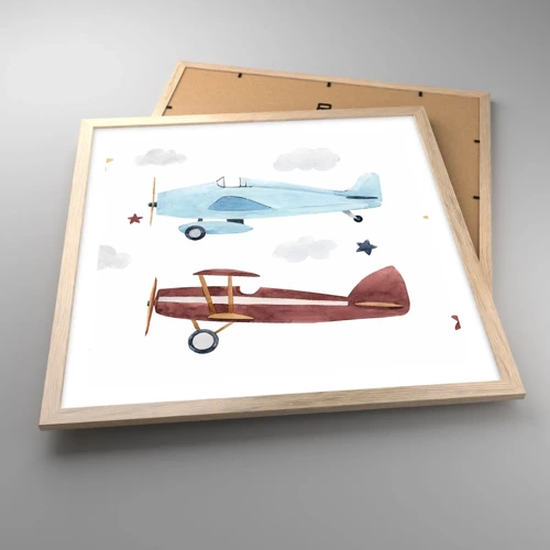 Affiche dans un chêne clair - Poster - Monsieur le pilote, nous vous attendons ! - 50x50 cm