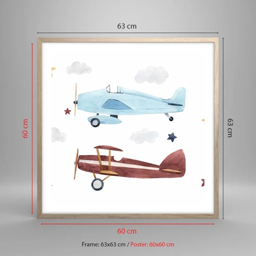 Affiche dans un chêne clair - Poster - Monsieur le pilote, nous vous attendons ! - 60x60 cm