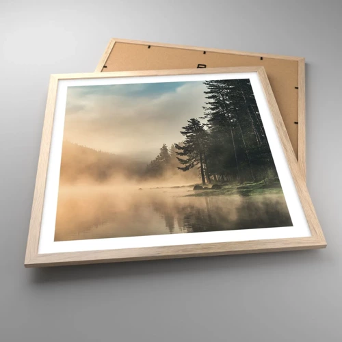 Affiche dans un chêne clair - Poster - Naissance du jour - 50x50 cm