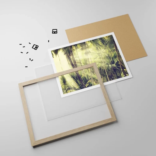 Affiche dans un chêne clair - Poster - Nature enflammée - 40x30 cm