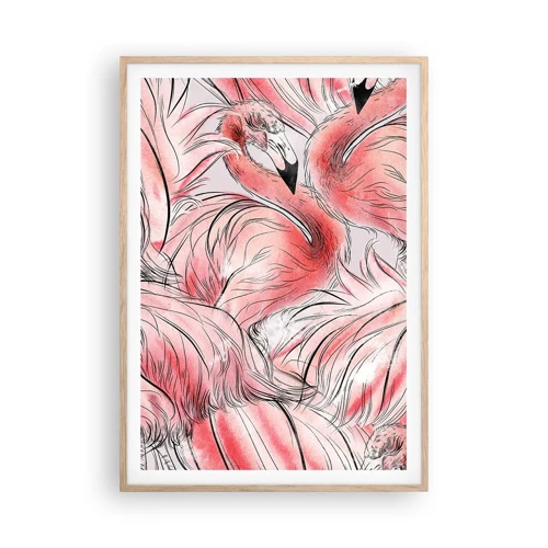Affiche dans un chêne clair - Poster - Oiseau corps de ballet - 70x100 cm