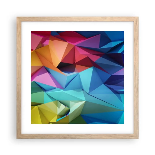 Affiche dans un chêne clair - Poster - Origami arc-en-ciel - 40x40 cm