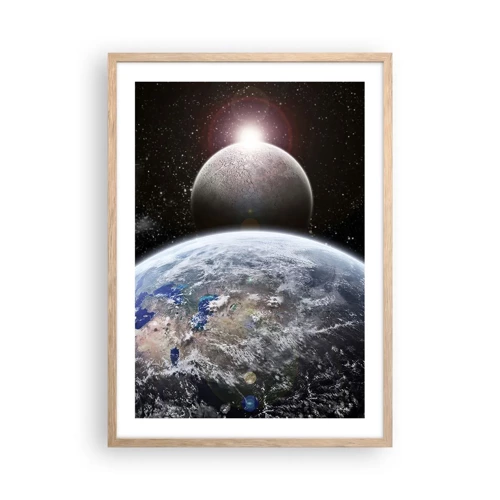 Affiche dans un chêne clair - Poster - Paysage cosmique - lever de soleil - 50x70 cm
