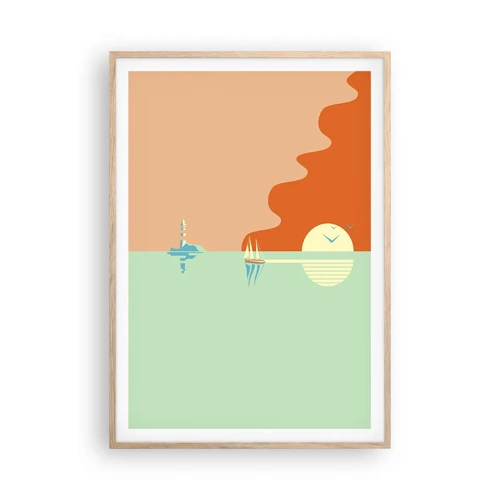 Affiche dans un chêne clair - Poster - Paysage idéal de la mer - 70x100 cm