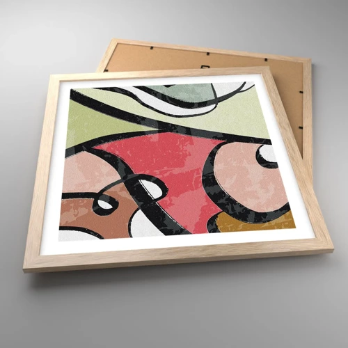 Affiche dans un chêne clair - Poster - Pirouettes parmi les couleurs - 40x40 cm