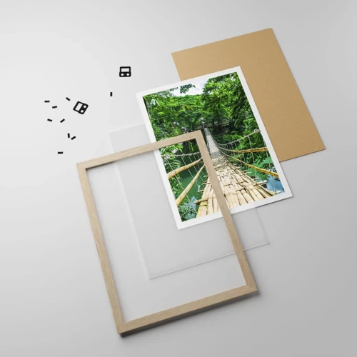 Affiche dans un chêne clair - Poster - Pont de singe en pleine nature - 50x70 cm