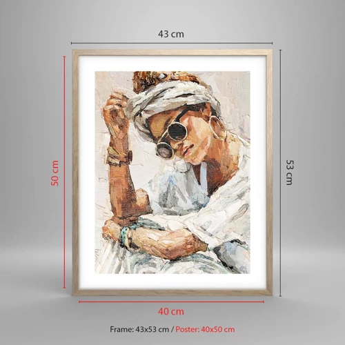 Affiche dans un chêne clair - Poster - Portrait en plein soleil - 40x50 cm