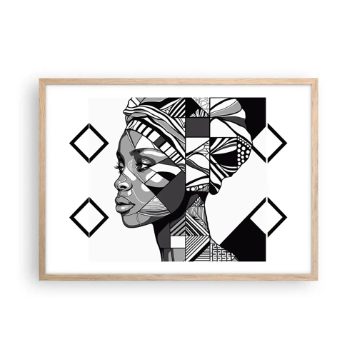 Affiche dans un chêne clair - Poster - Portrait ethnique - 70x50 cm