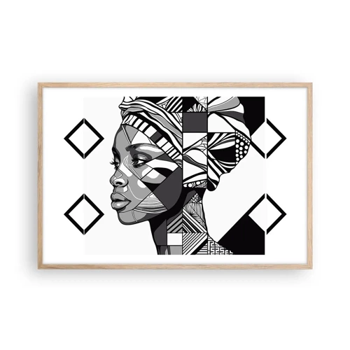 Affiche dans un chêne clair - Poster - Portrait ethnique - 91x61 cm