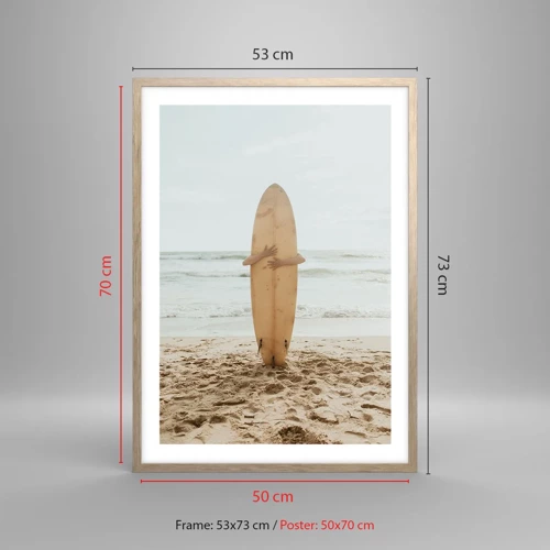 Affiche dans un chêne clair - Poster - Pour l'amour des vagues - 50x70 cm