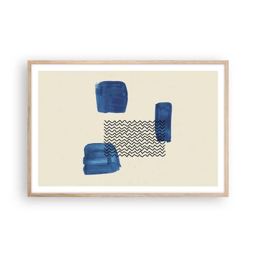 Affiche dans un chêne clair - Poster - Quatuor abstrait - 91x61 cm