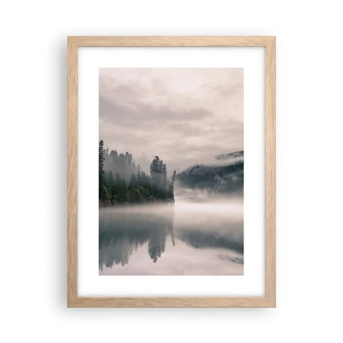 Affiche dans un chêne clair - Poster - Reflet dans le brouillard - 30x40 cm