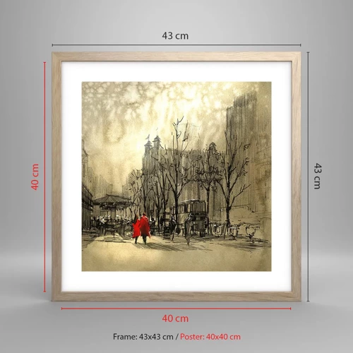 Affiche dans un chêne clair - Poster - Rendez-vous dans le brouillard de Londres - 40x40 cm