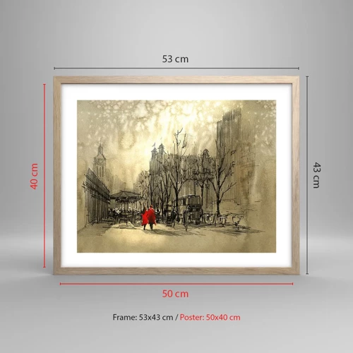 Affiche dans un chêne clair - Poster - Rendez-vous dans le brouillard de Londres - 50x40 cm