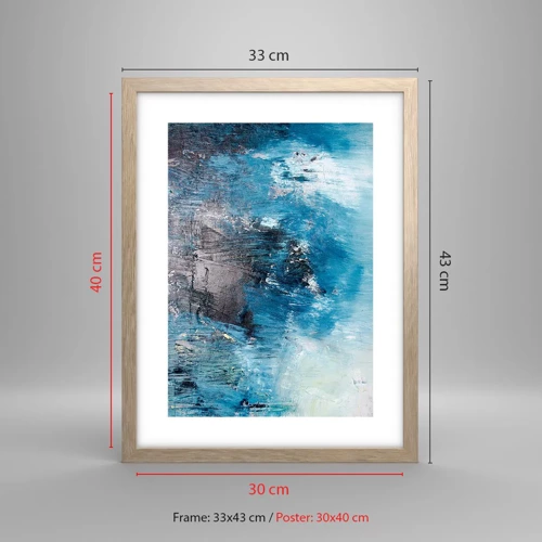 Affiche dans un chêne clair - Poster - Rhapsodie en bleu - 30x40 cm