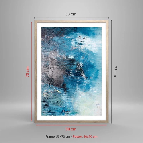 Affiche dans un chêne clair - Poster - Rhapsodie en bleu - 50x70 cm