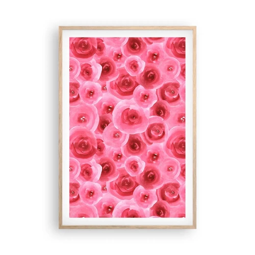 Affiche dans un chêne clair - Poster - Roses en-haut et en-bas - 61x91 cm