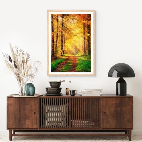 Affiche dans un chêne clair - Poster - Silence d'or en forêt - 40x50 cm