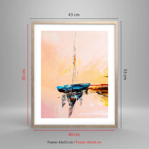 Affiche dans un chêne clair - Poster - Soirée à la marina - 40x50 cm