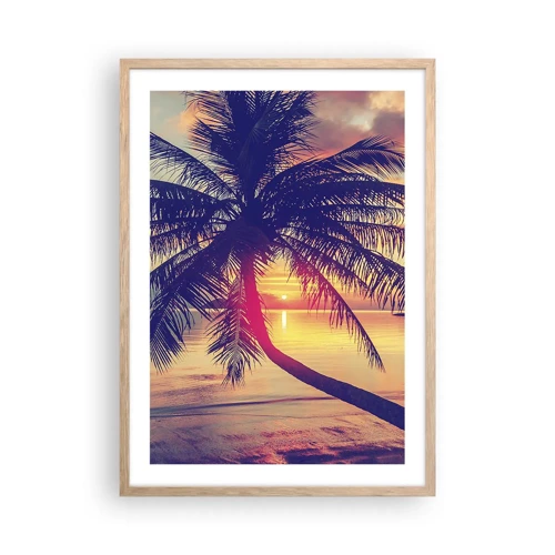 Affiche dans un chêne clair - Poster - Soirée sous les palmiers - 50x70 cm