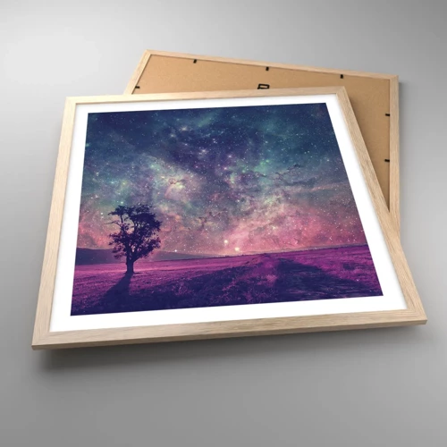 Affiche dans un chêne clair - Poster - Sous un ciel magique - 50x50 cm