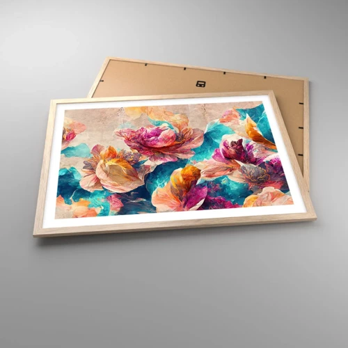 Affiche dans un chêne clair - Poster - Splendeur colorée du bouquet - 70x50 cm