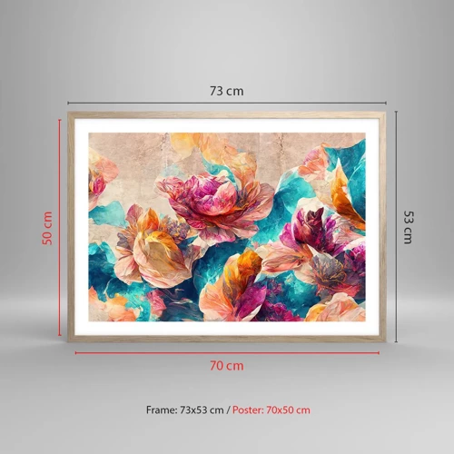 Affiche dans un chêne clair - Poster - Splendeur colorée du bouquet - 70x50 cm