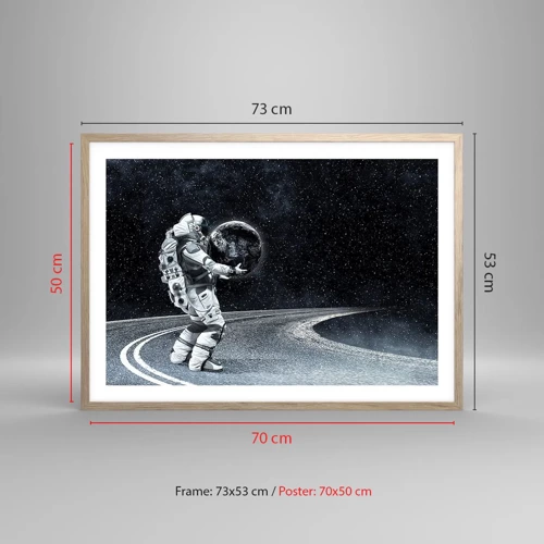 Affiche dans un chêne clair - Poster - Sur la Voie Lactée - 70x50 cm