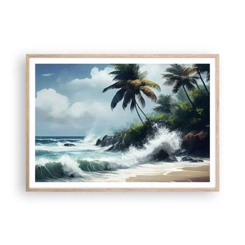 Affiche dans un chêne clair - Poster - Sur une côte tropicale - 100x70 cm
