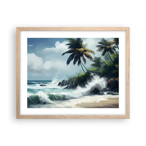Affiche dans un chêne clair - Poster - Sur une côte tropicale - 50x40 cm