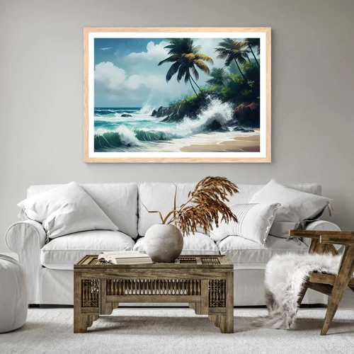 Affiche dans un chêne clair - Poster - Sur une côte tropicale - 91x61 cm