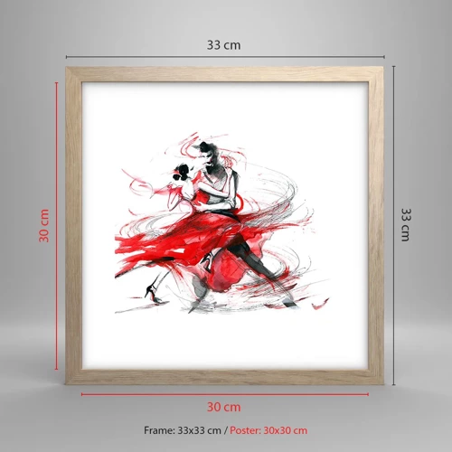 Affiche dans un chêne clair - Poster - Tango - le rythme de la passion - 30x30 cm