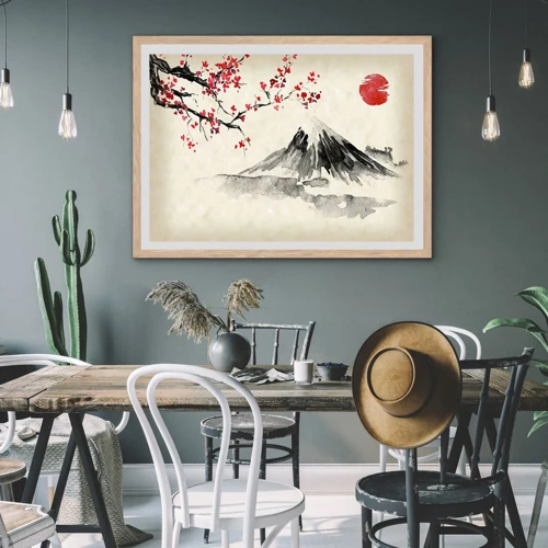 Affiche dans un chêne clair - Poster - Tomber amoureux du Japon - 50x40 cm