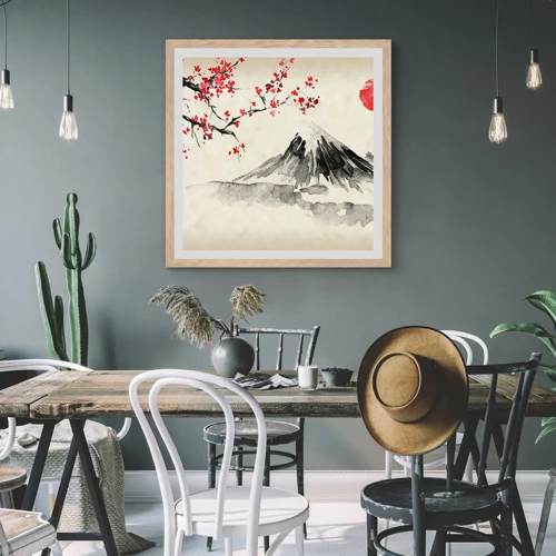 Affiche dans un chêne clair - Poster - Tomber amoureux du Japon - 60x60 cm