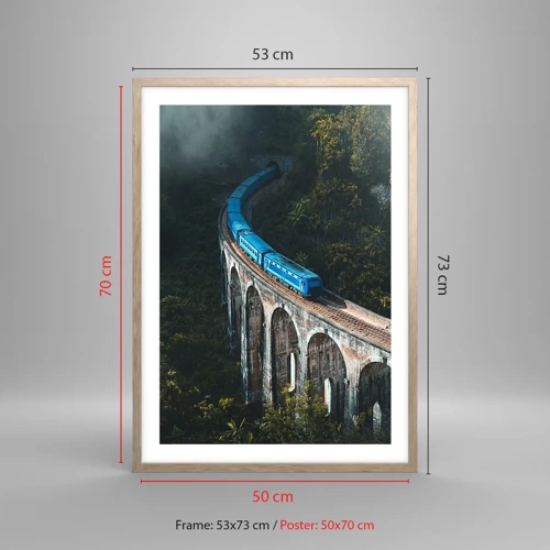 Affiche dans un chêne clair - Poster - Train nature - 50x70 cm