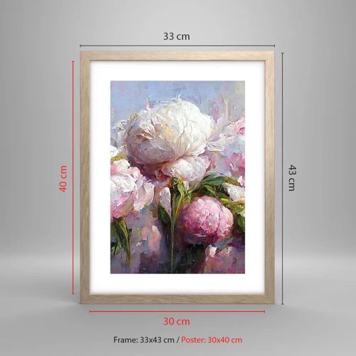 Affiche dans un chêne clair - Poster - Un bouquet plein de vie - 30x40 cm