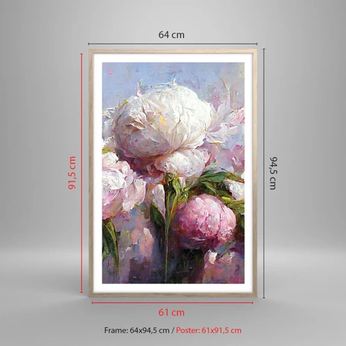 Affiche dans un chêne clair - Poster - Un bouquet plein de vie - 61x91 cm