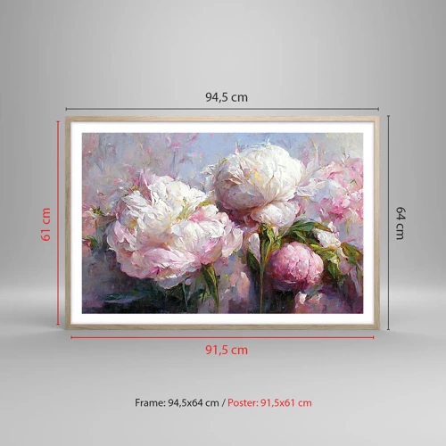 Affiche dans un chêne clair - Poster - Un bouquet plein de vie - 91x61 cm