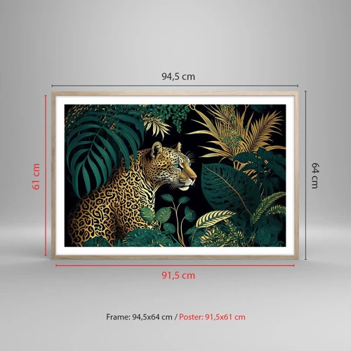 Affiche dans un chêne clair - Poster - Un hôte dans la jungle - 91x61 cm