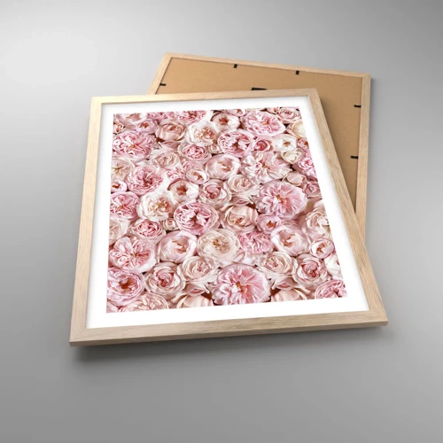 Affiche dans un chêne clair - Poster - Un lit de roses - 40x50 cm